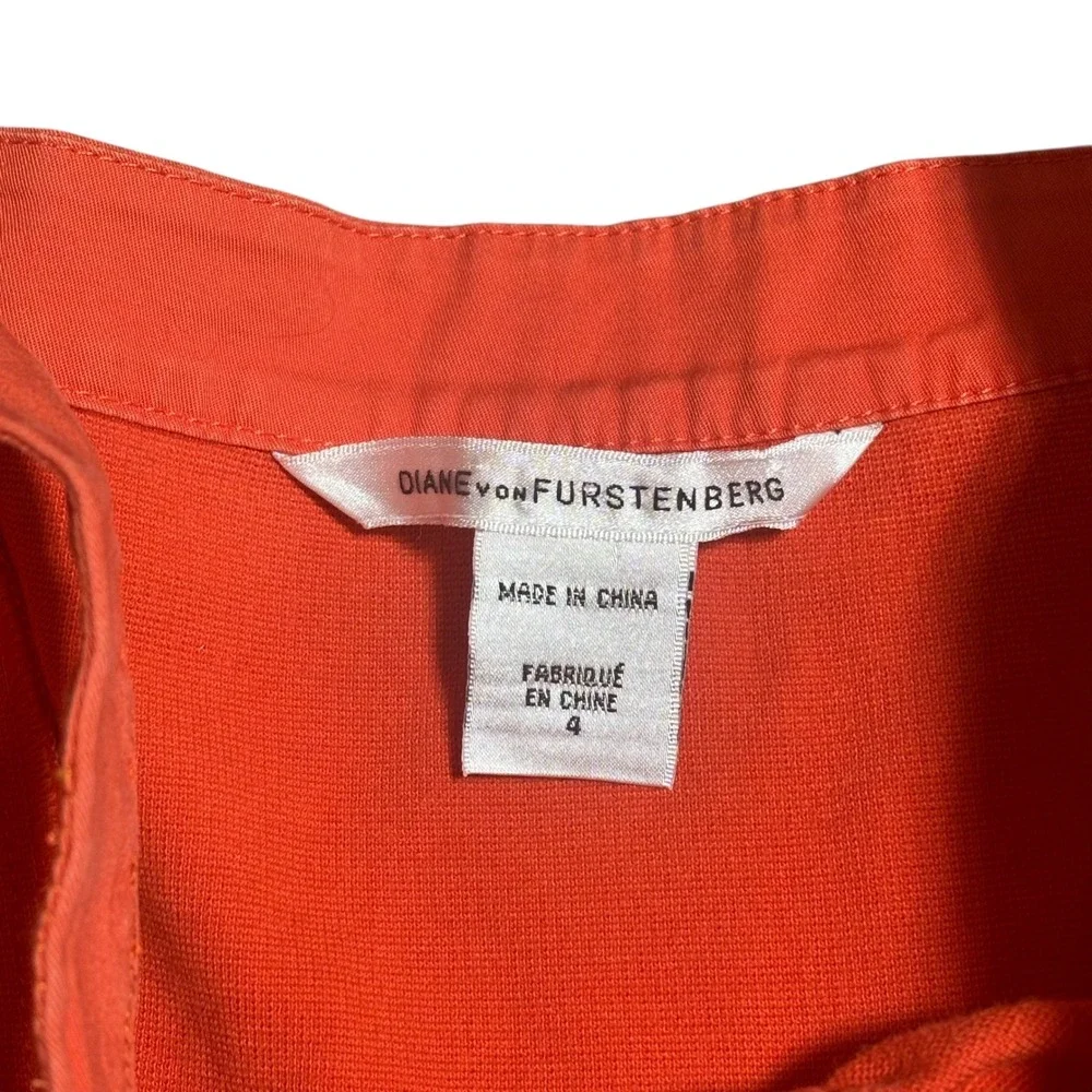 Diane‎ Von Furstenberg Orange Button Front Belted Cargo Dress Size 4 - Picture 6 of 7